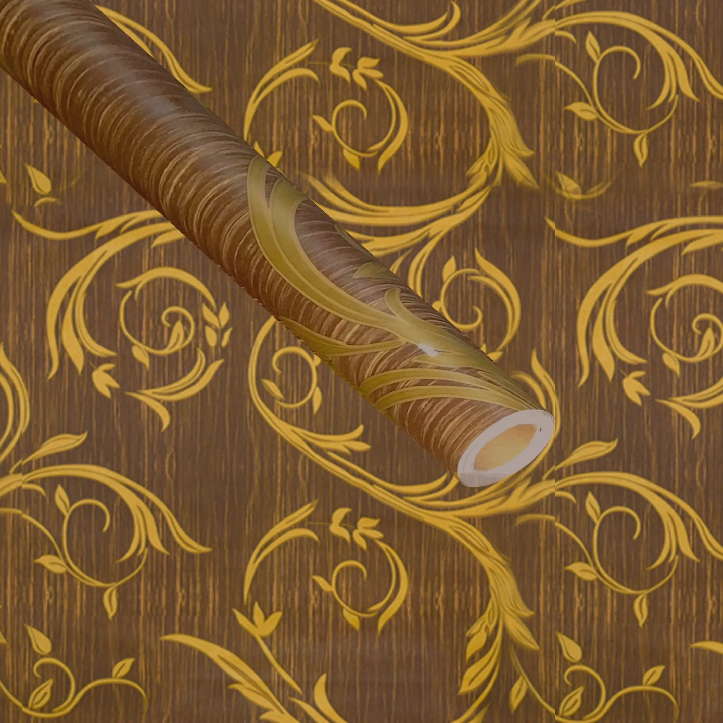 Decorative Brown & Gold Wallpaper