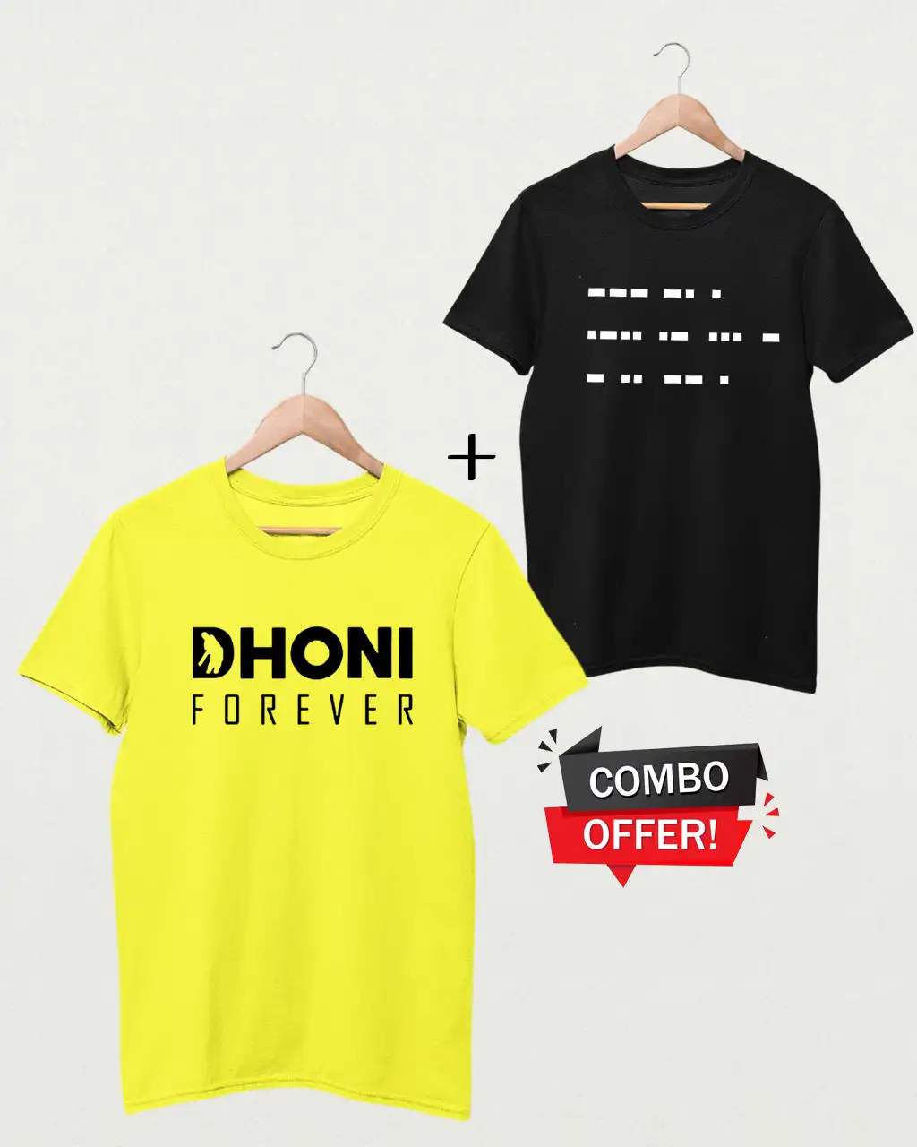 MS Dhoni Morse Code T-Shirt  + Dhoni Forever Combo T-shirt