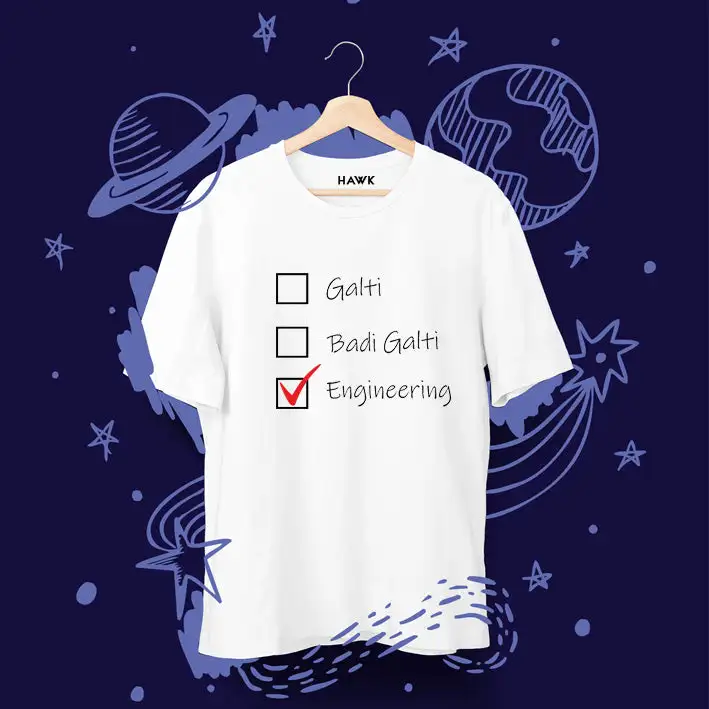 Engineering Ki Galti – Engineering oversized T-Shirt White