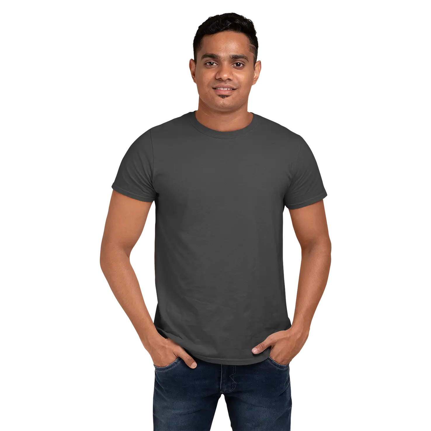Men's Round Neck Plain T-Shirt- STONE GREY
