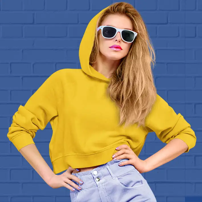 Plain Mustard Yellow Crop Hoodie