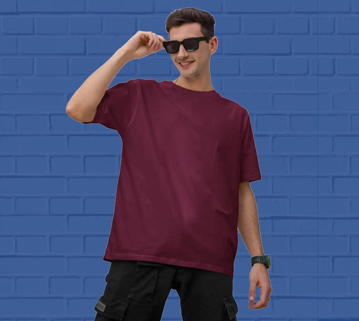 PLAIN OVERSIZED T SHIRTS -Maroon 240 GSM
