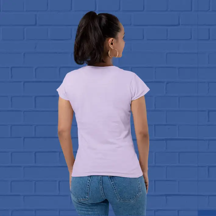 Women's Plain Round Neck T-shirt Lavender - secondary