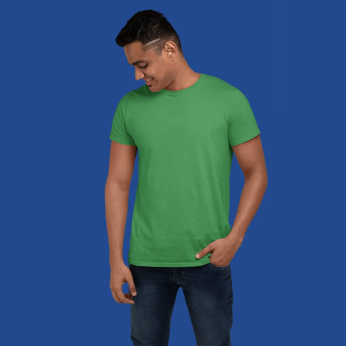 Men's Round Neck Plain T-Shirt- FLAG GREEN - secondary