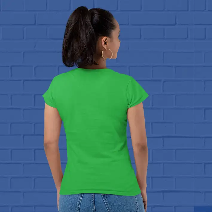 Women's Plain Round Neck T-shirt Flag Green - secondary