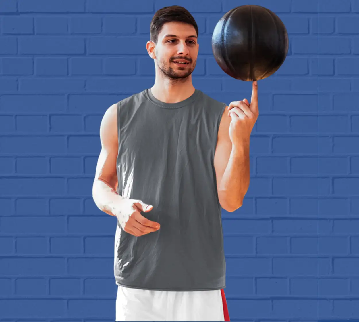 Mens Gym vest - Sleeveless T-shirt - Charcoal Melange