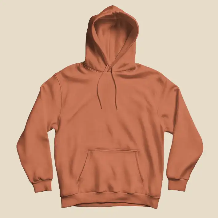 Men Hoodie with Kangaroo Pocket- Coral Color