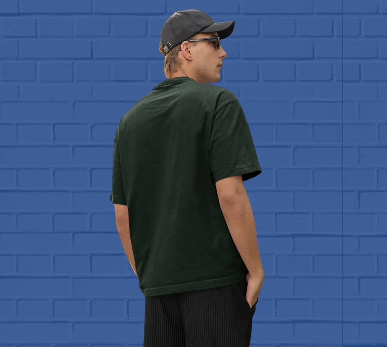 PLAIN OVERSIZED T SHIRTS -Bottle Green240 GSM - secondary