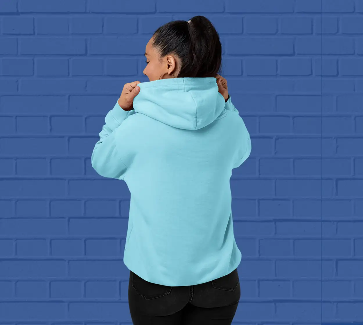 Solid Baby Blue Hoodie for Women - Premium Quality - secondary