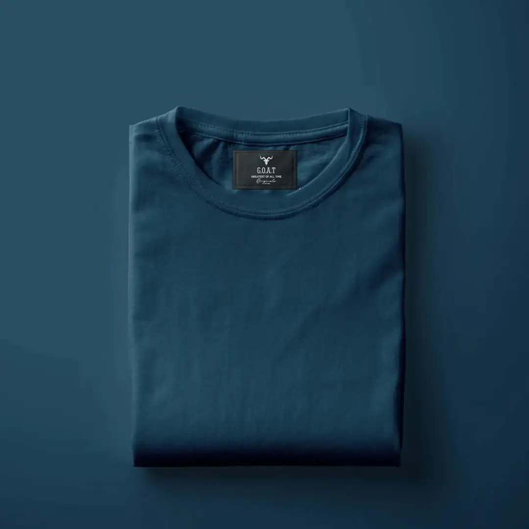 Men's Round Neck Plain T-Shirt- PETROL BLUE - secondary