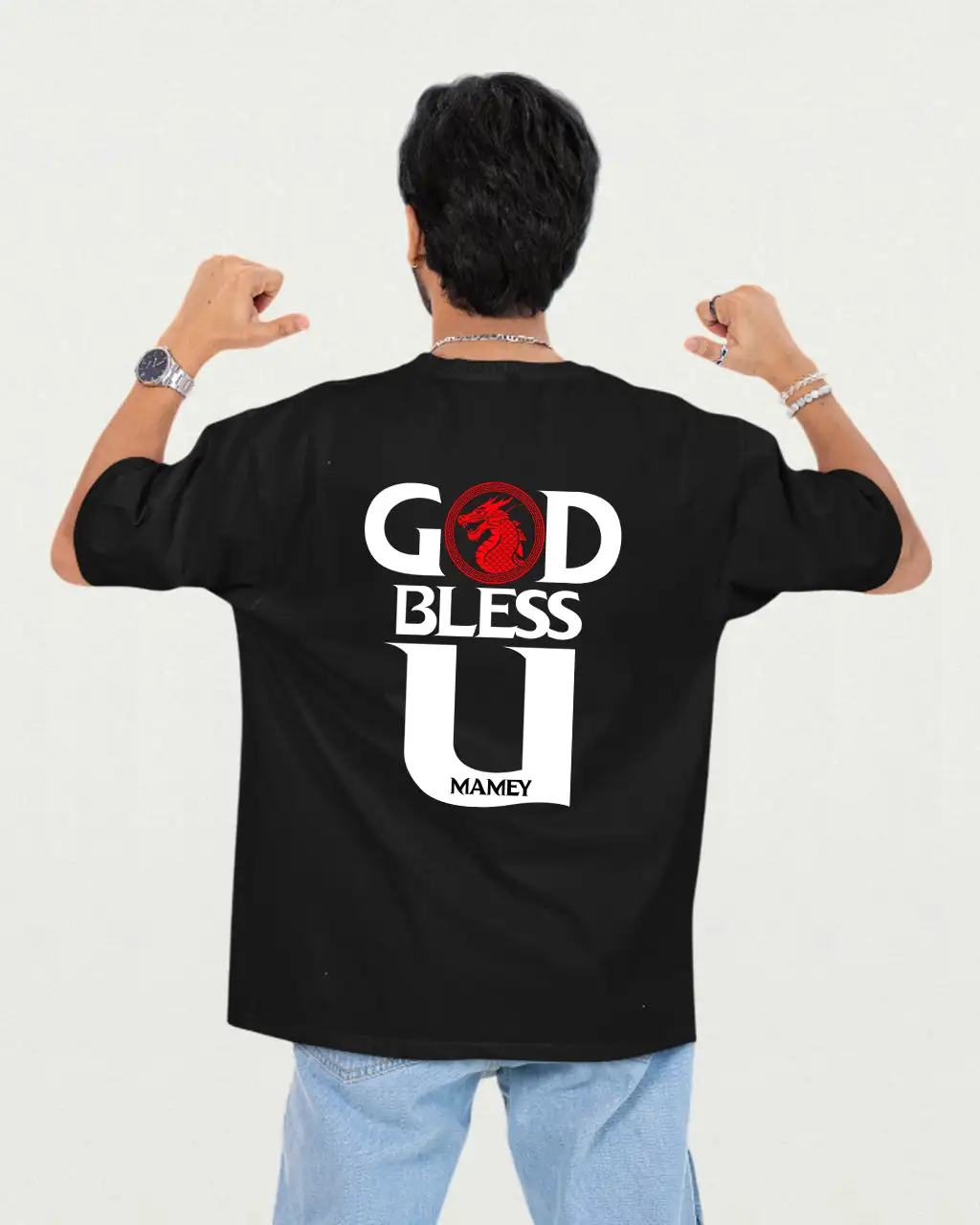 God Bless U MAMEY Oversized T-shirt Black - secondary