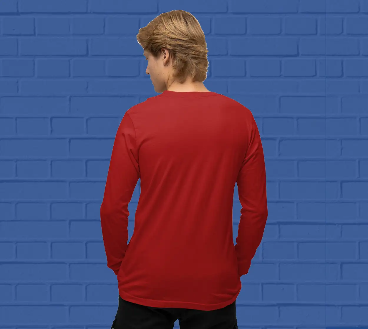 Men's round neck Red full sleeves t-shirt - secondary