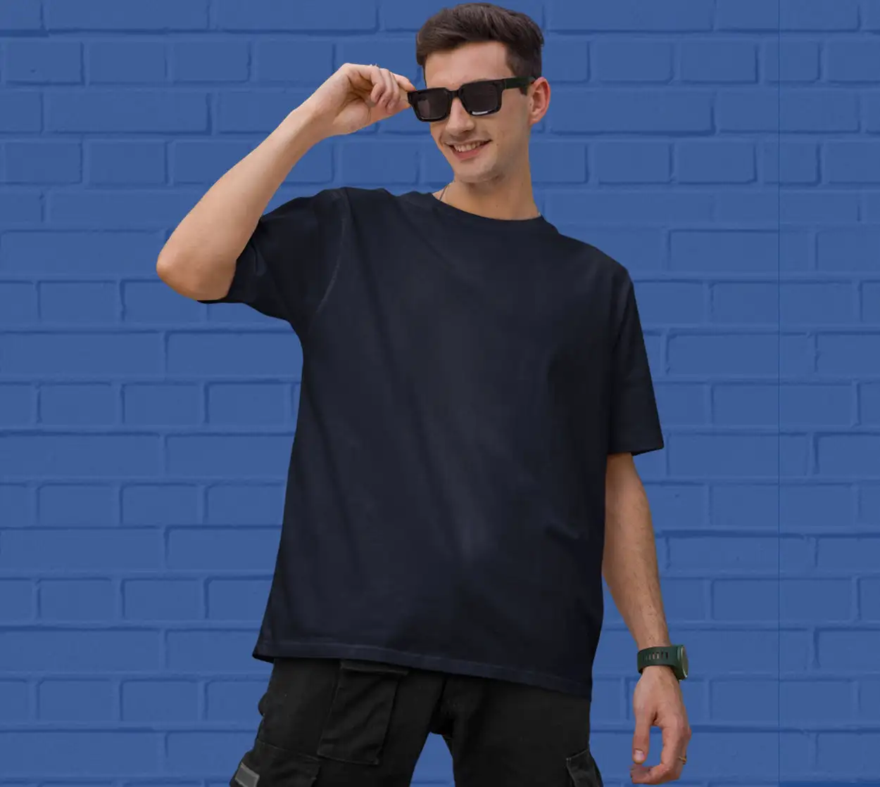PLAIN OVERSIZED T SHIRTS - Navy Blue 240 GSM