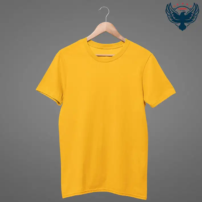 Men's Round Neck Plain T-Shirt- Yellow - secondary