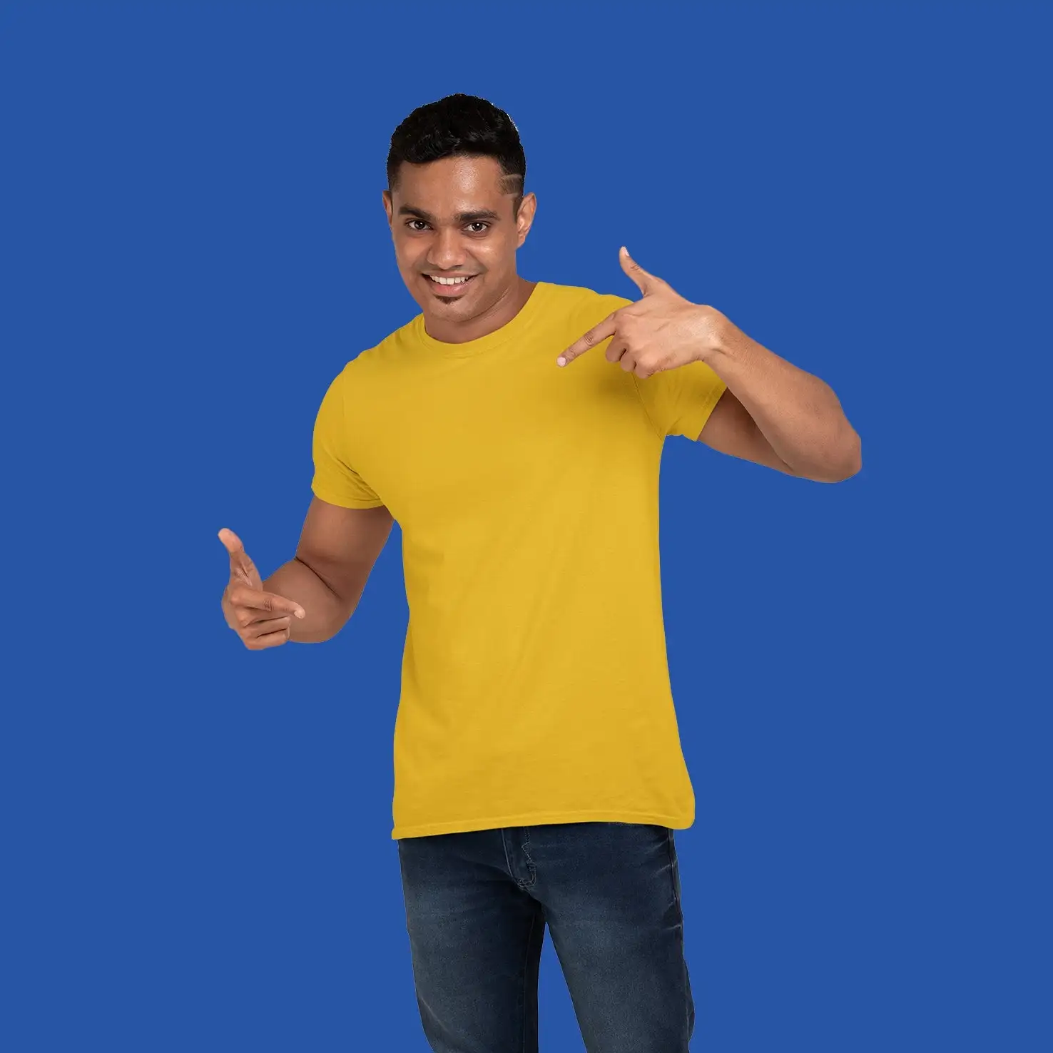 Men's Round Neck Plain T-Shirt- MUSTURD  YELLOW