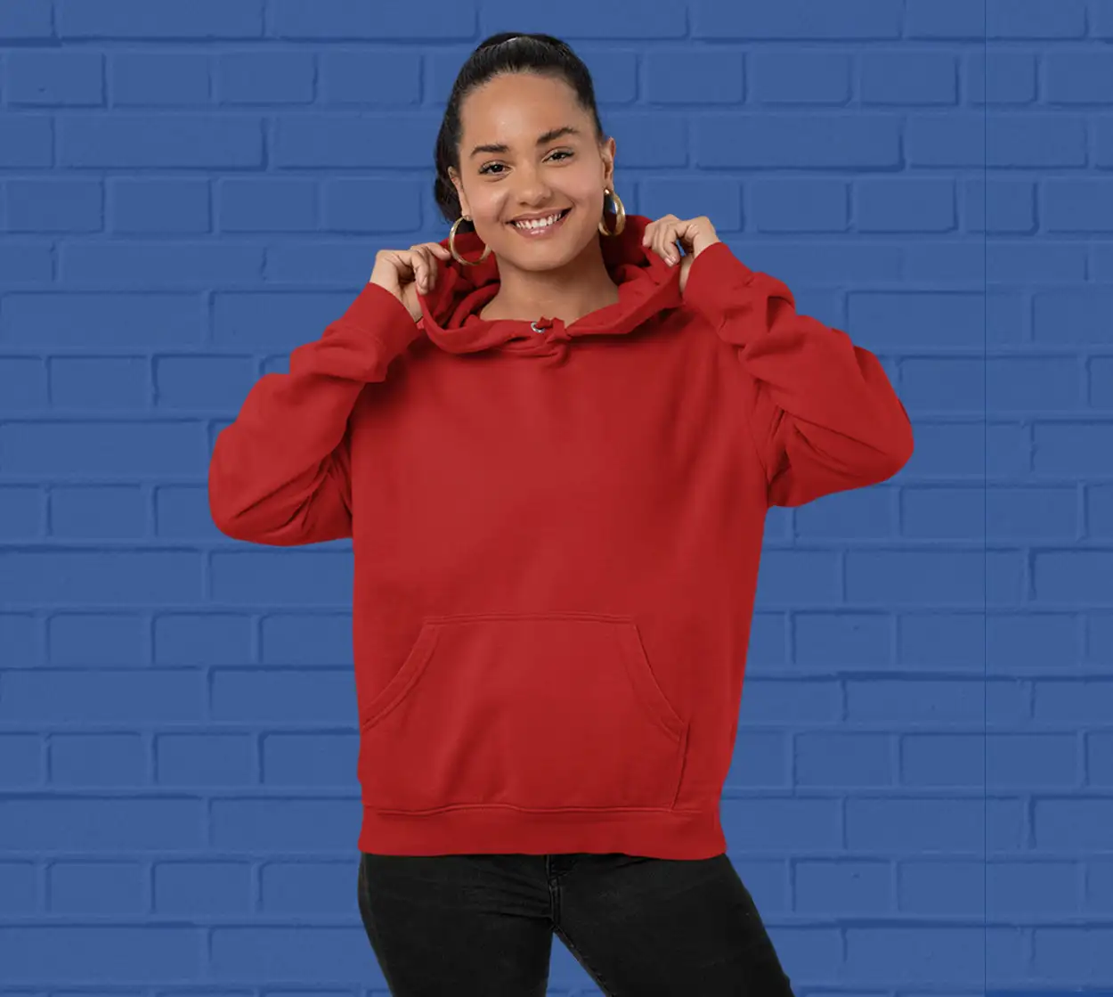Solid  Red Hoodie for Women - Premium Quality