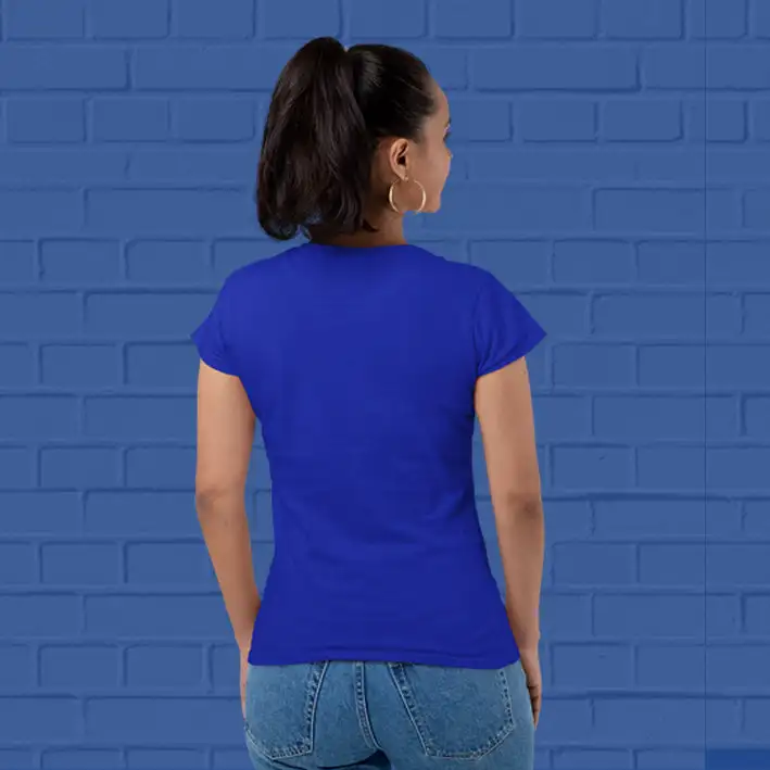 Women's Plain Round Neck T-shirt Royal Blue - secondary