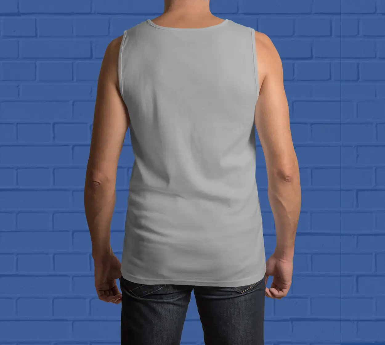 Mens Gym vest - Sleeveless T-shirt -GREY MELANGE - secondary