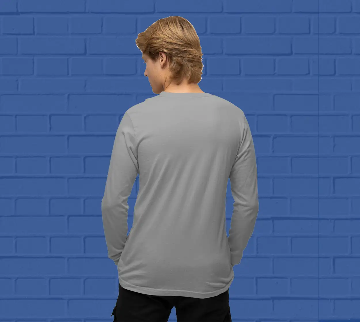 Men's round neck Grey Melange full sleeves t-shirt - secondary