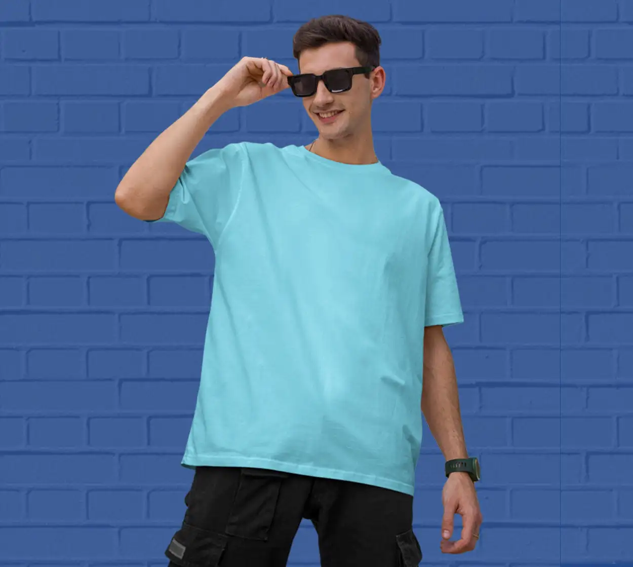 PLAIN OVERSIZED T SHIRTS -Sky Blue 240 GSM