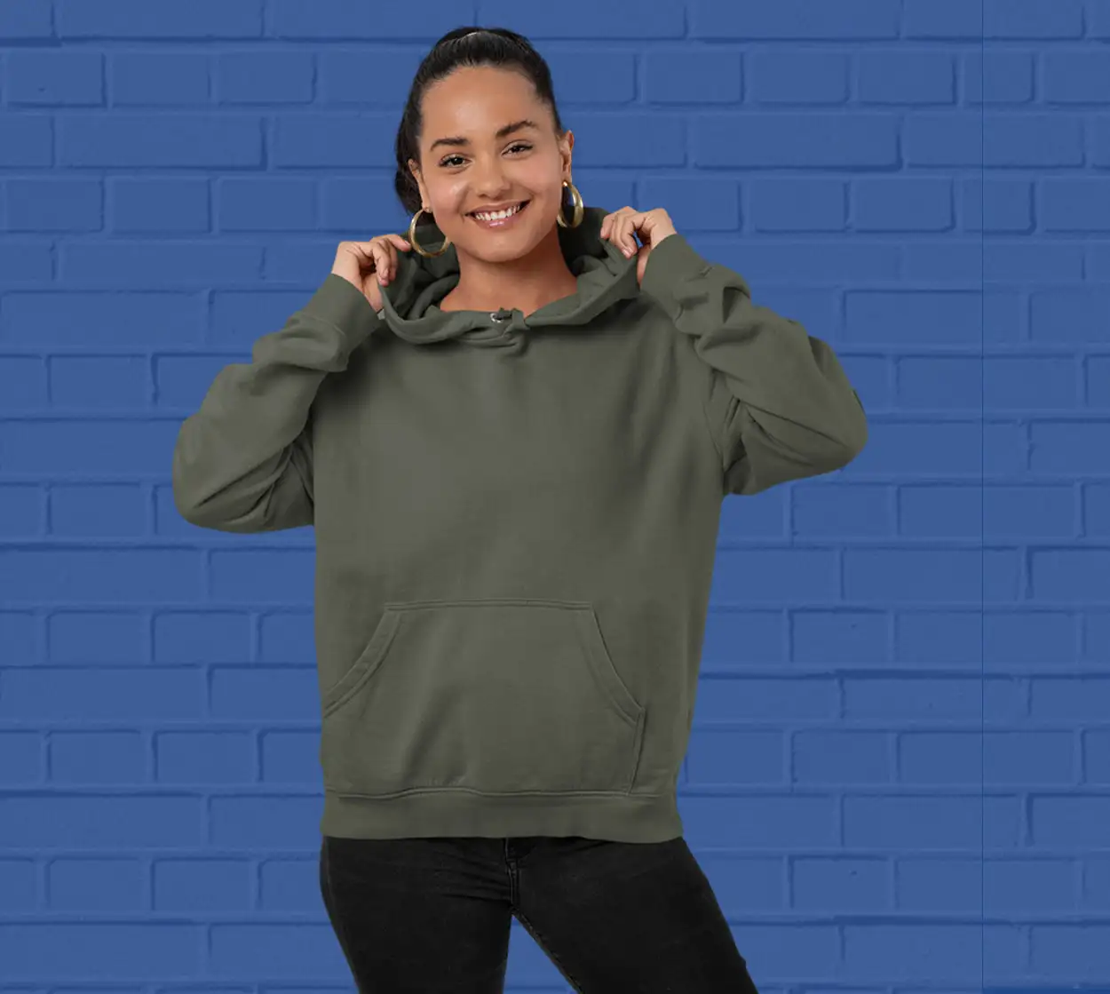 Solid Olive Green  Hoodie for Women - Premium Quality