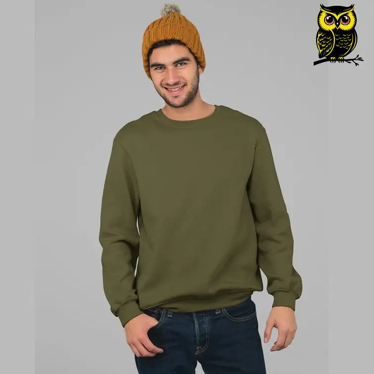 PLAIN UNISEX SWEATSHIRT - OLIVE GREEN - secondary