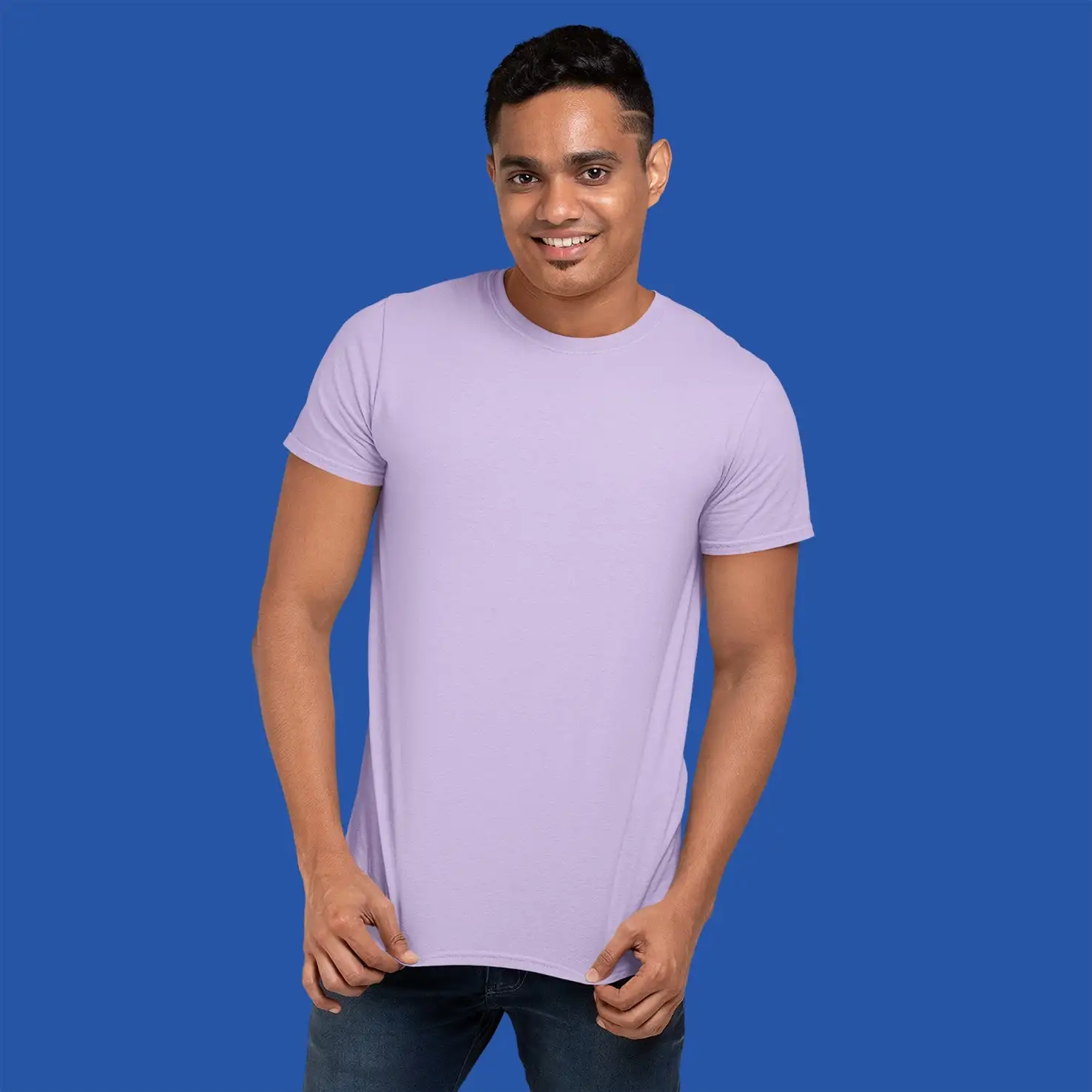 Men's Round Neck Plain T-Shirt- Lavender