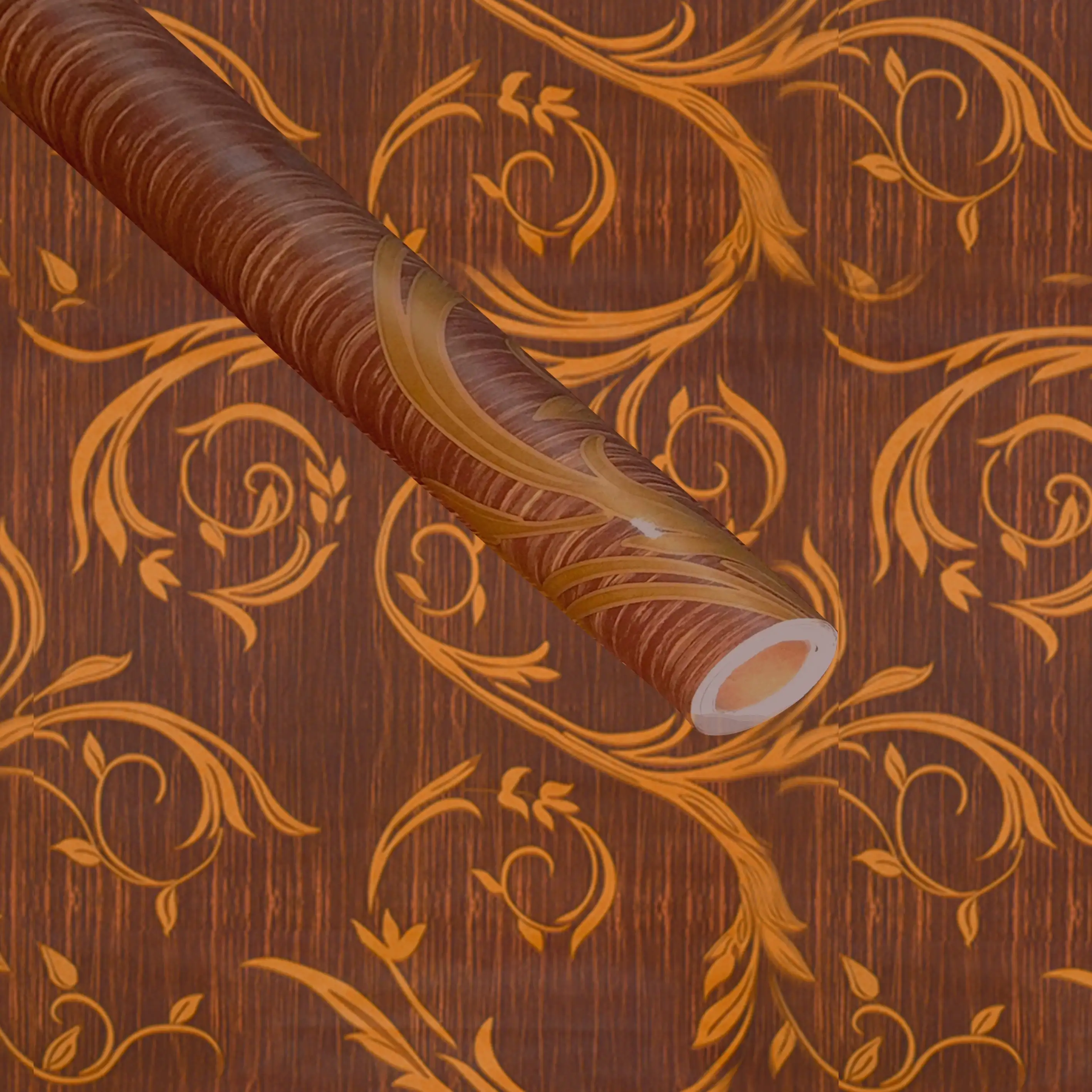 Decorative Maroon & Gold Wallpaper