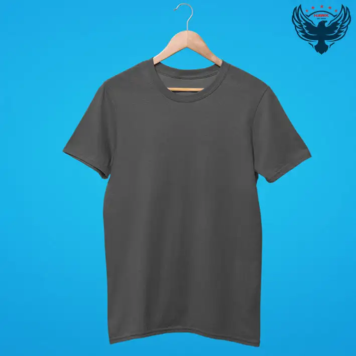 Men's Round Neck Plain T-Shirt- CHARCOAL MELANGE - secondary