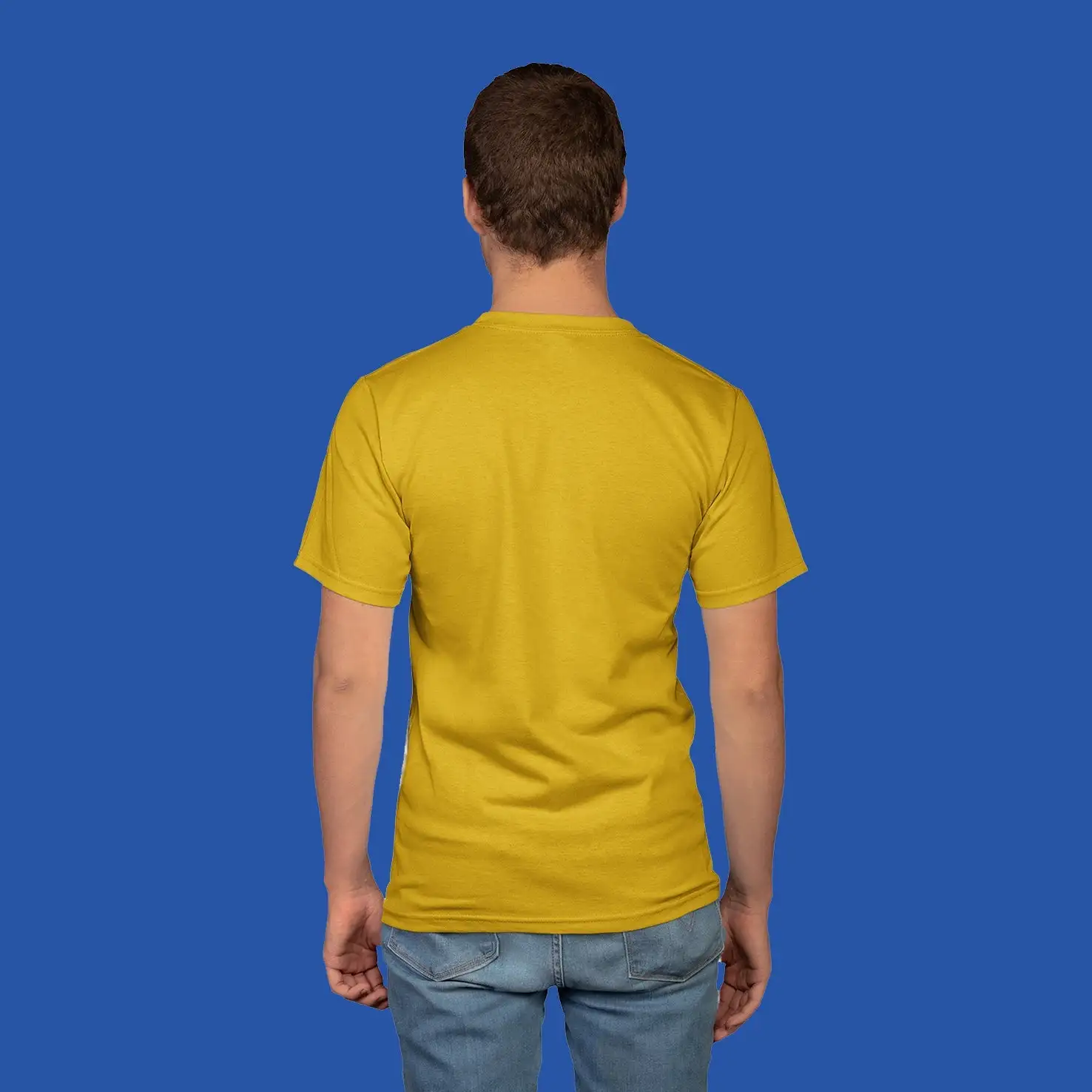Men's Round Neck Plain T-Shirt- MUSTURD  YELLOW - secondary