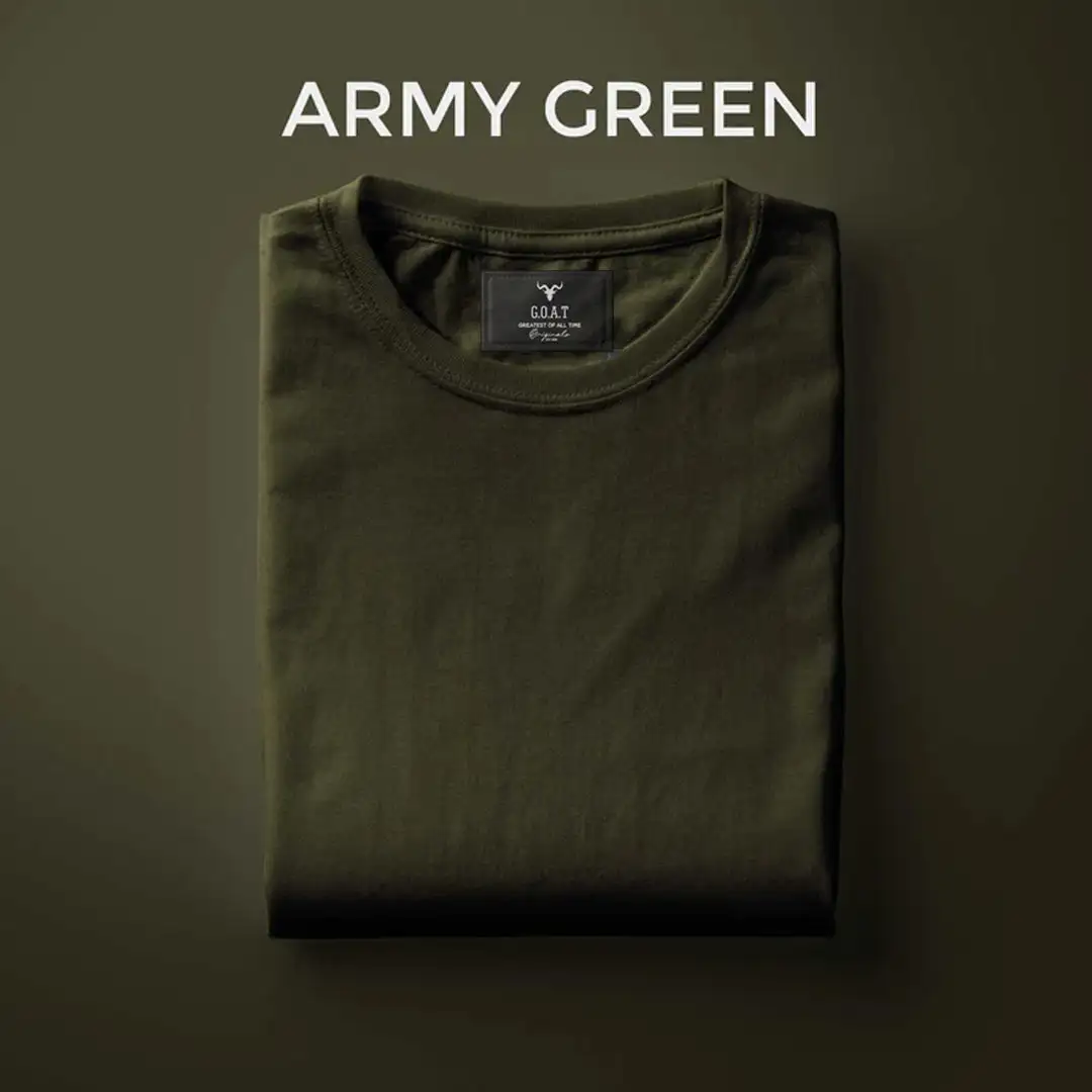 Men's Round Neck Plain T-Shirt- ARMY GREEN - secondary