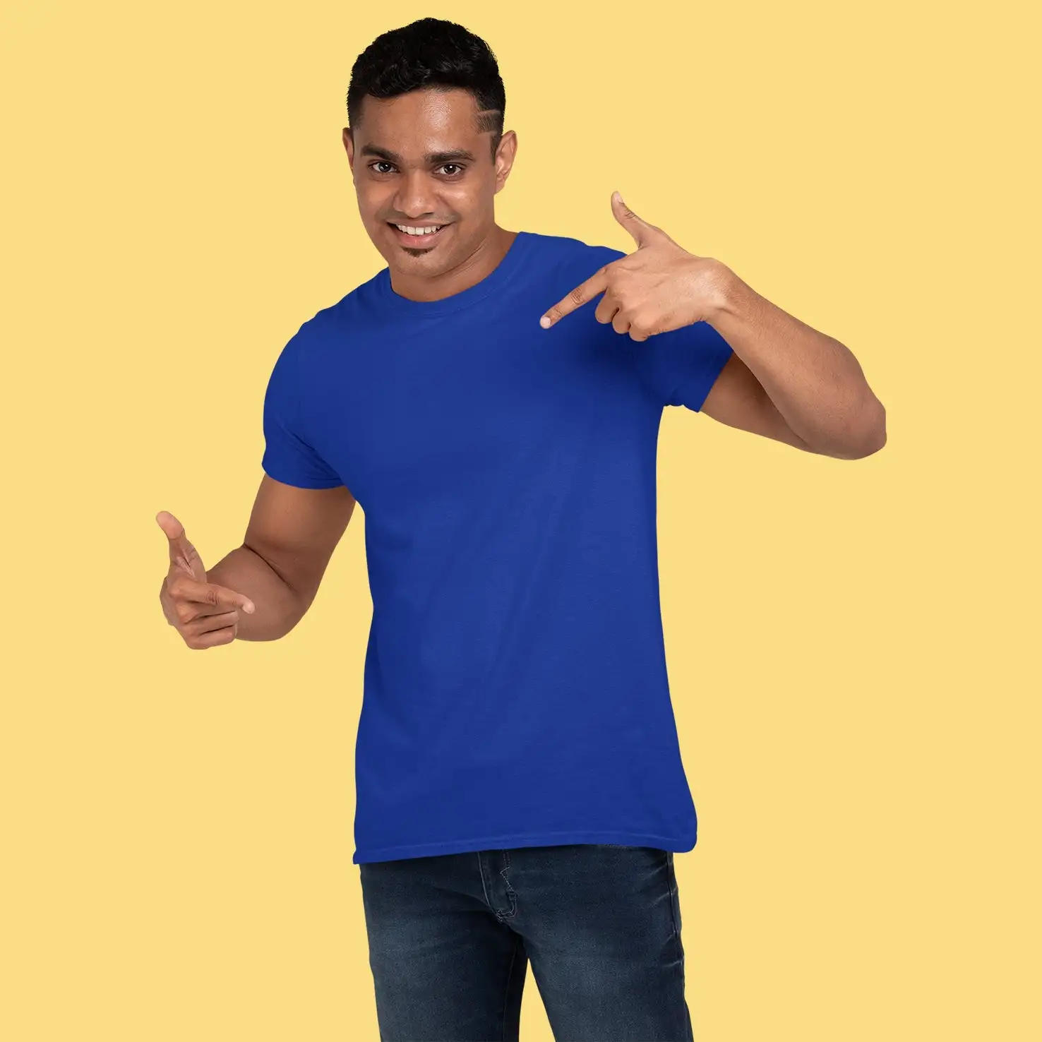 Men's Round Neck Plain T-Shirt- ROYAL BLUE