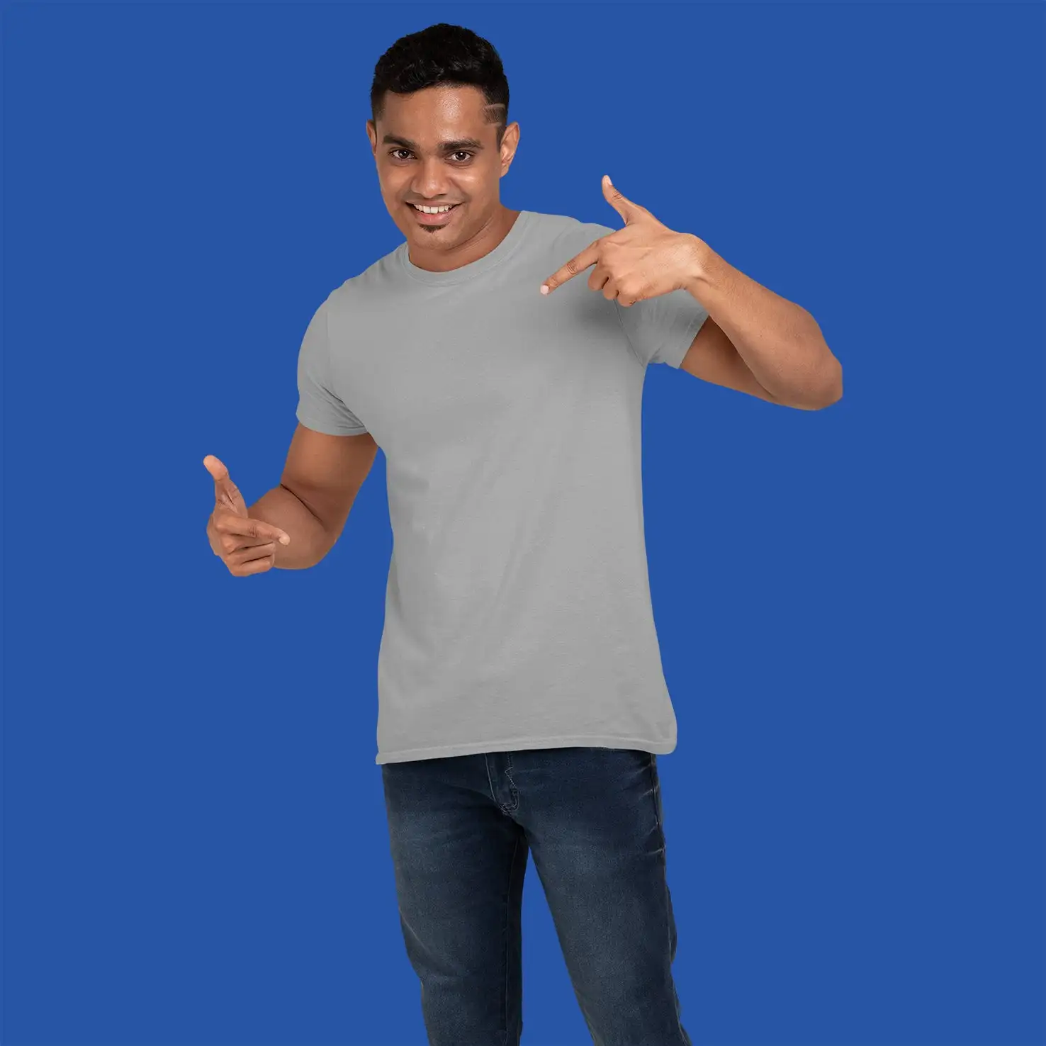 Men's Round Neck Plain T-Shirt- Grey Melange