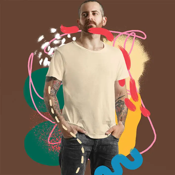 Classic Supima Crew Neck T-Shirts- BEIGE - secondary