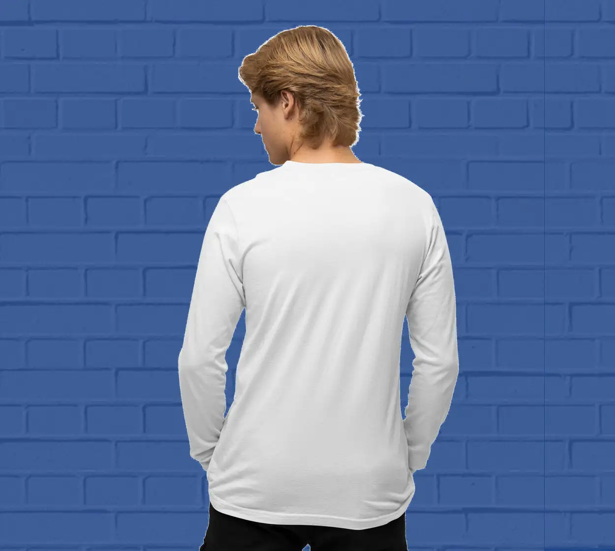 Men's round neck White full sleeves t-shirt - secondary