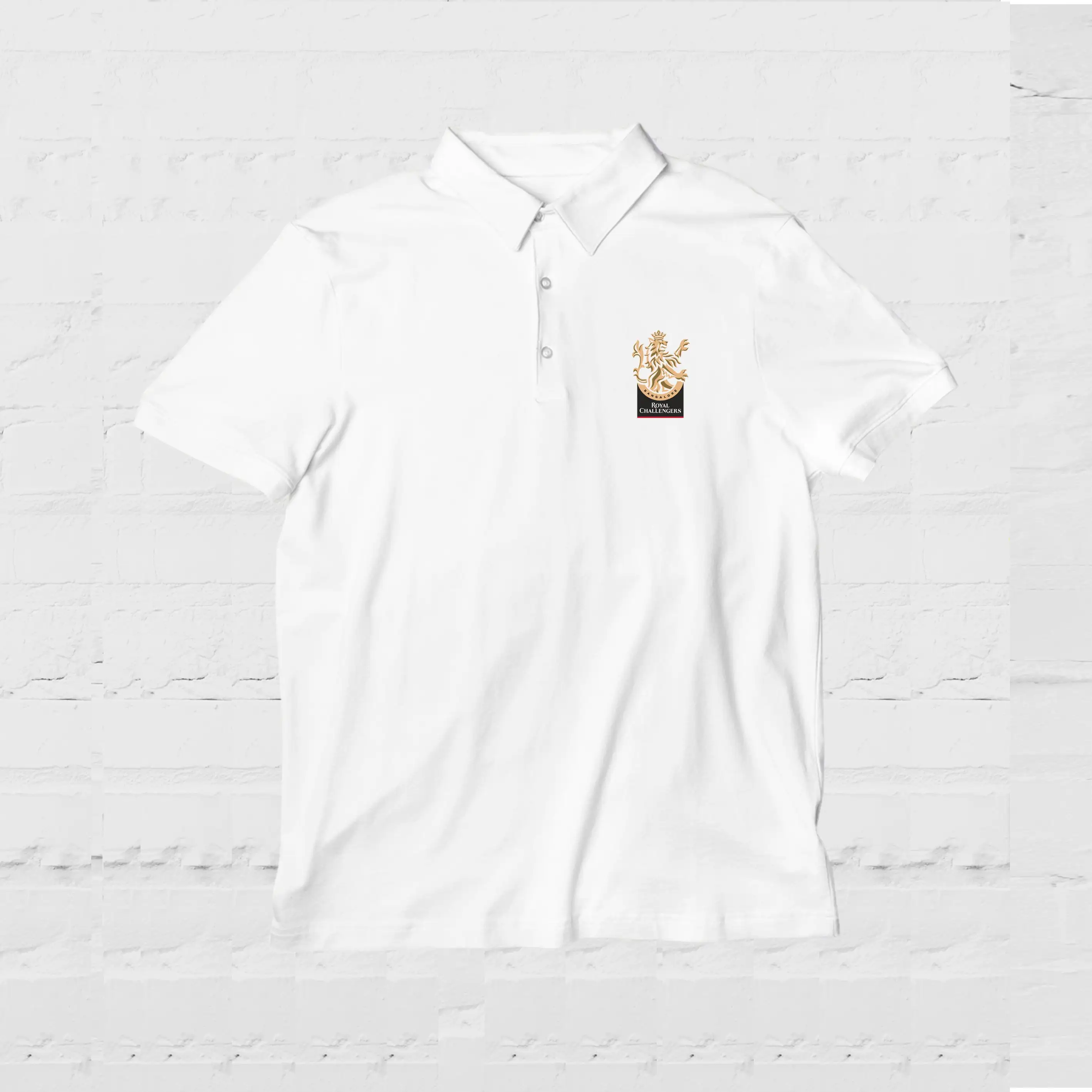 RCB Logo Printed Polo T-shirt White