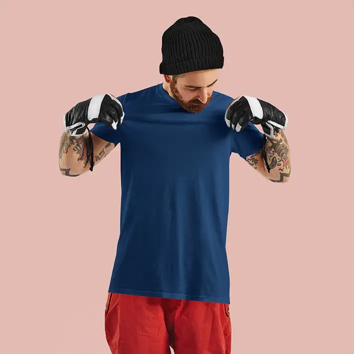 Classic Supima Crew Neck T-Shirts- NAVY BLUE - secondary