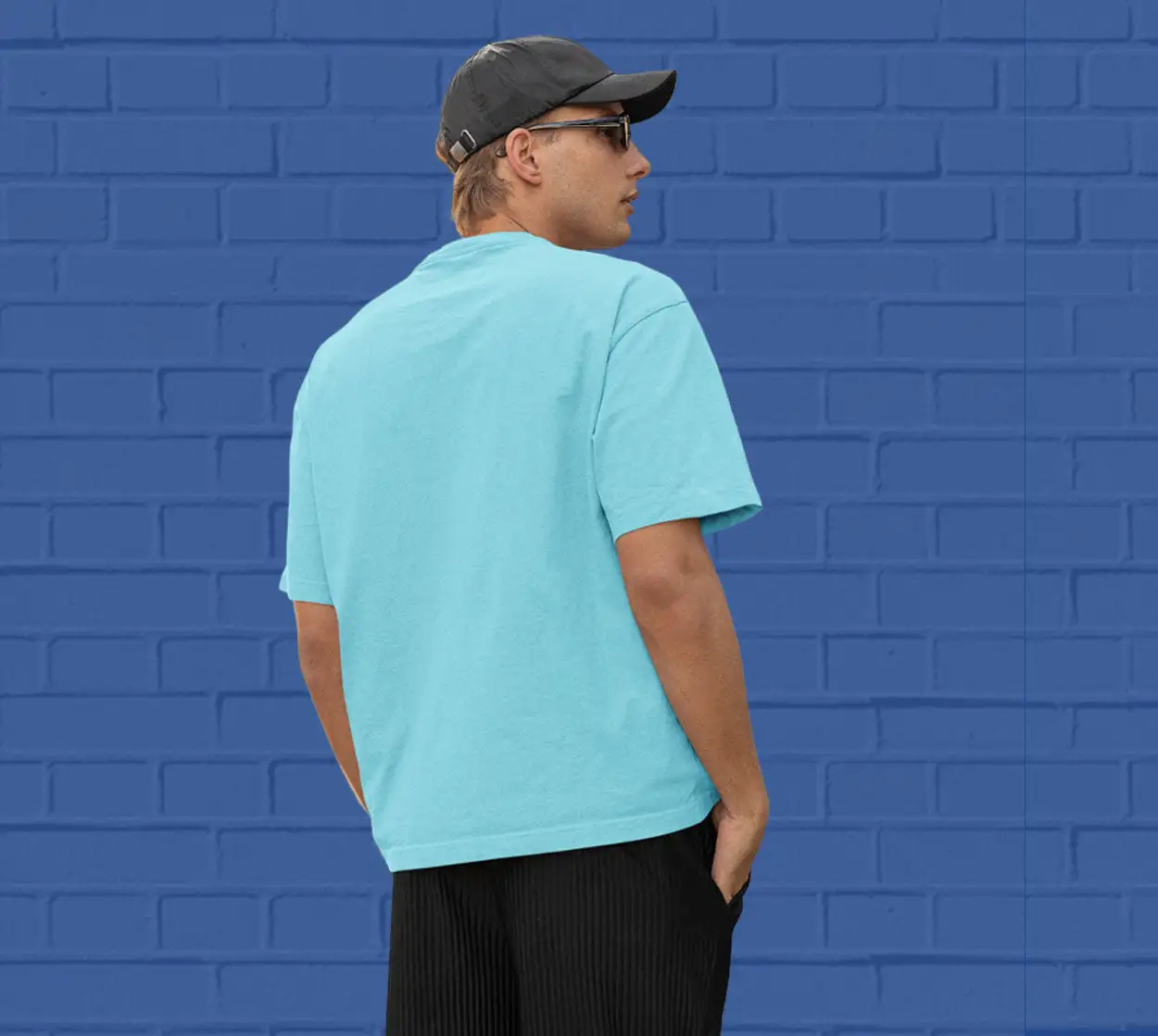 PLAIN OVERSIZED T SHIRTS -Sky Blue 240 GSM - secondary