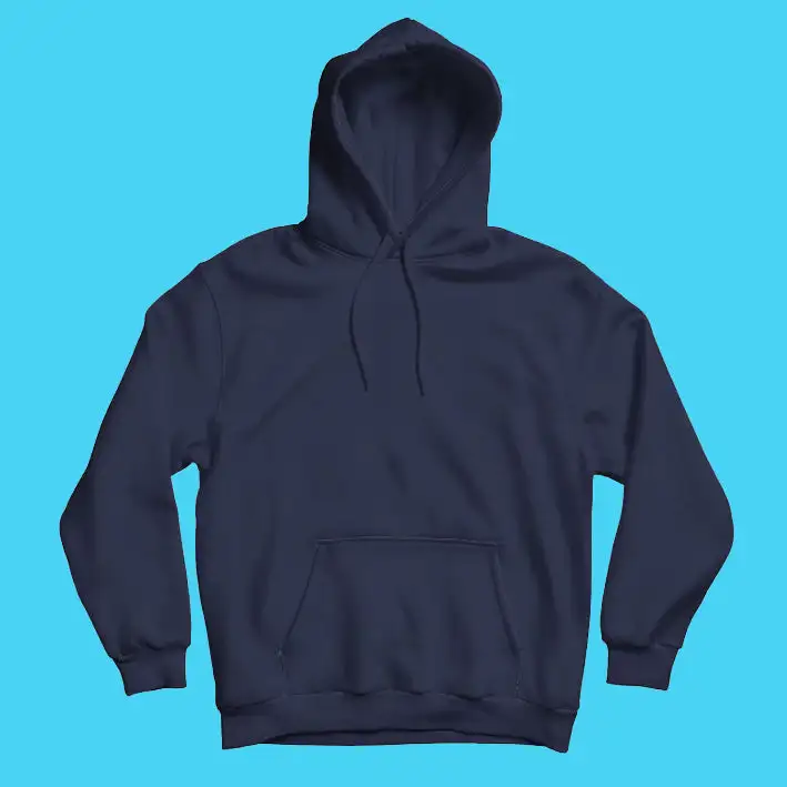 Navy Blue Hoodie - Fully Solid with Kangaroo Pocket