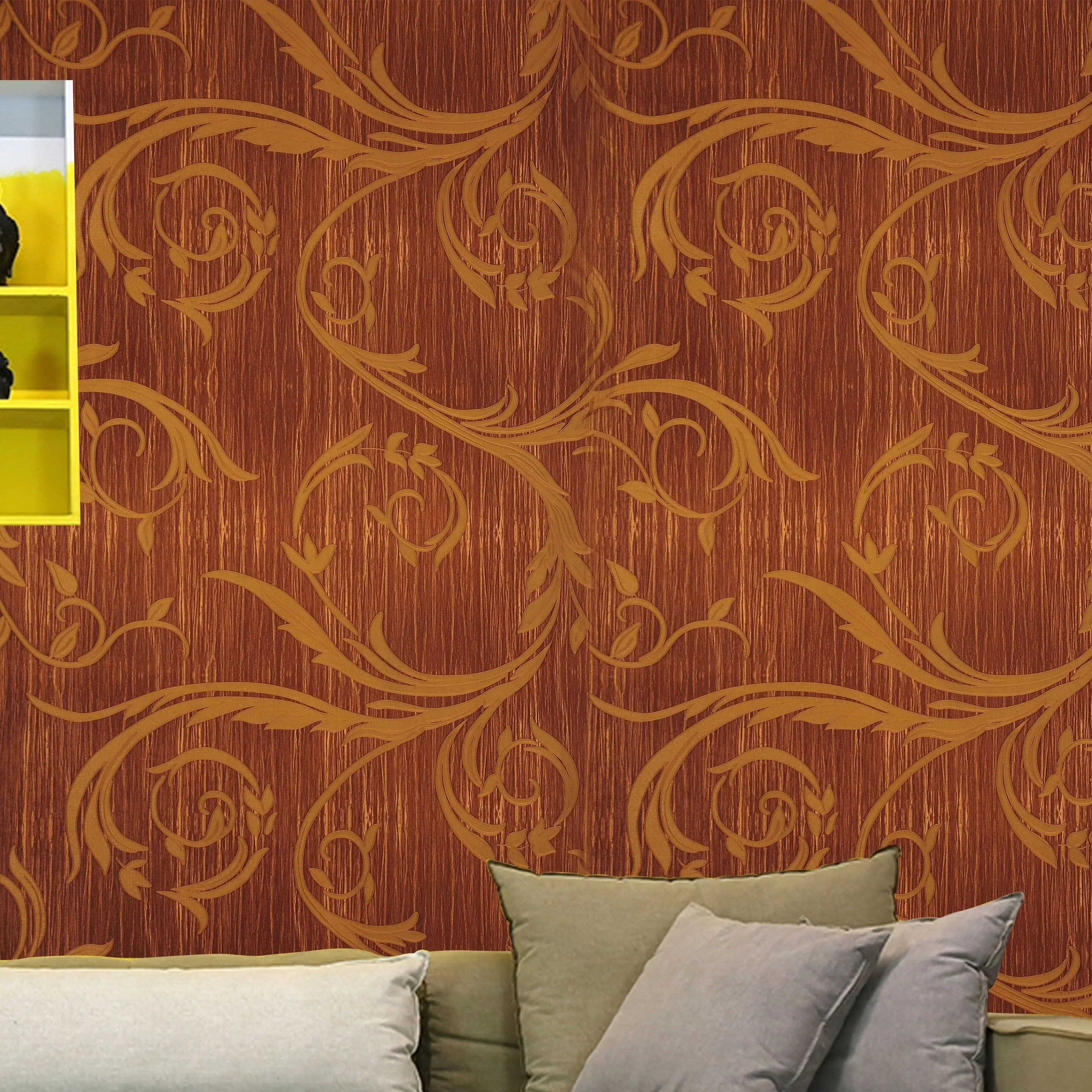 Decorative Maroon & Gold Wallpaper - secondary