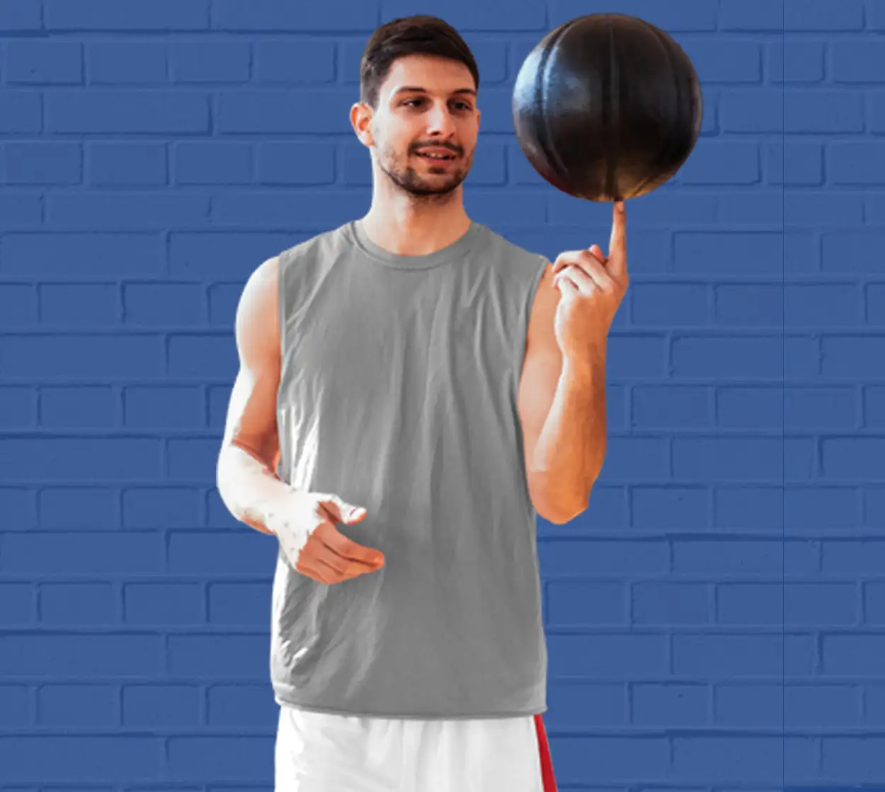 Mens Gym vest - Sleeveless T-shirt -GREY MELANGE