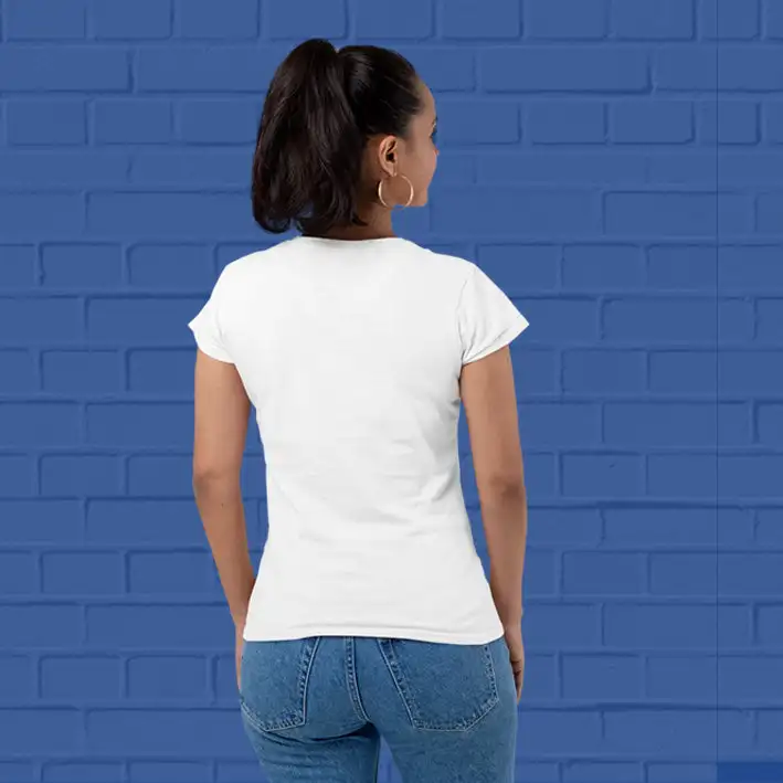 Women's Plain Round Neck T-shirt White - secondary