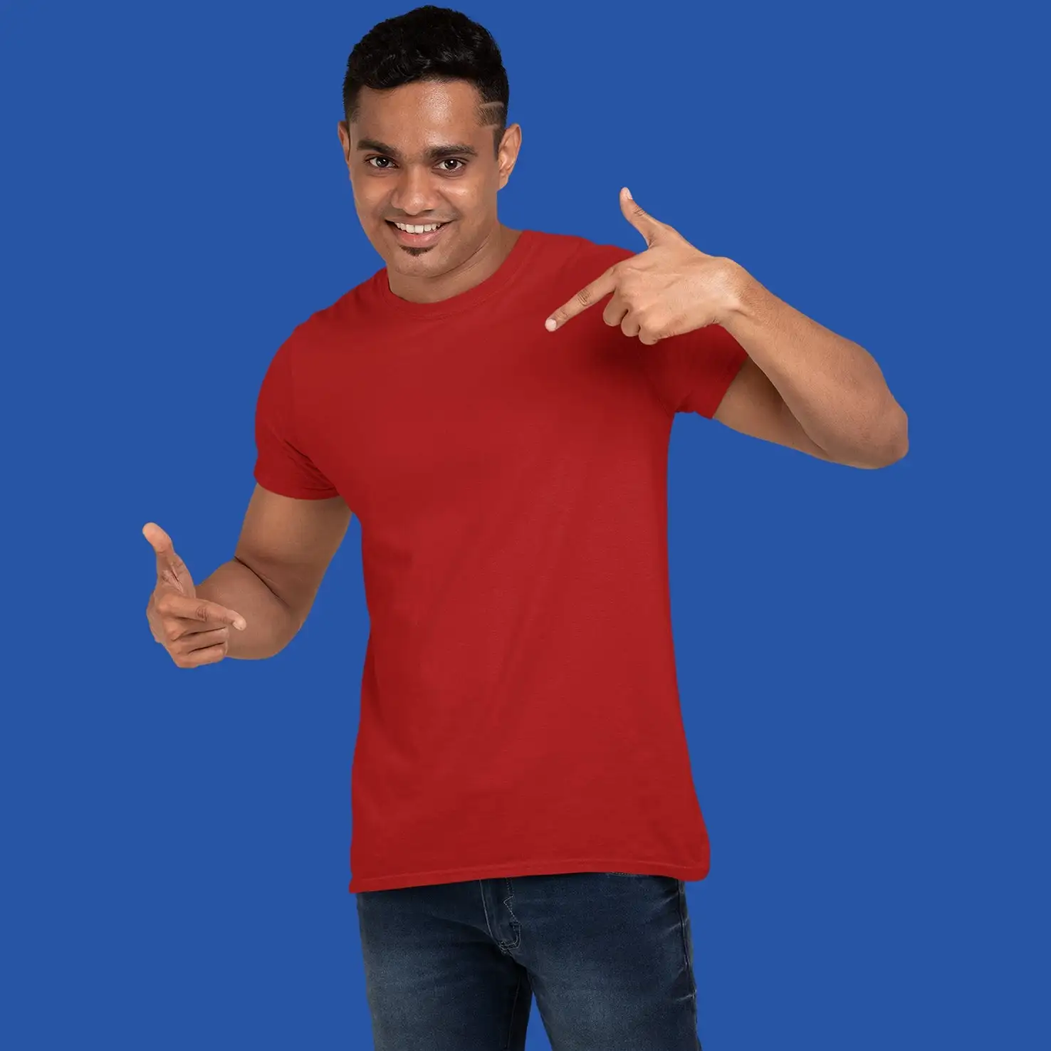 Men's Round Neck Plain T-Shirt- RED