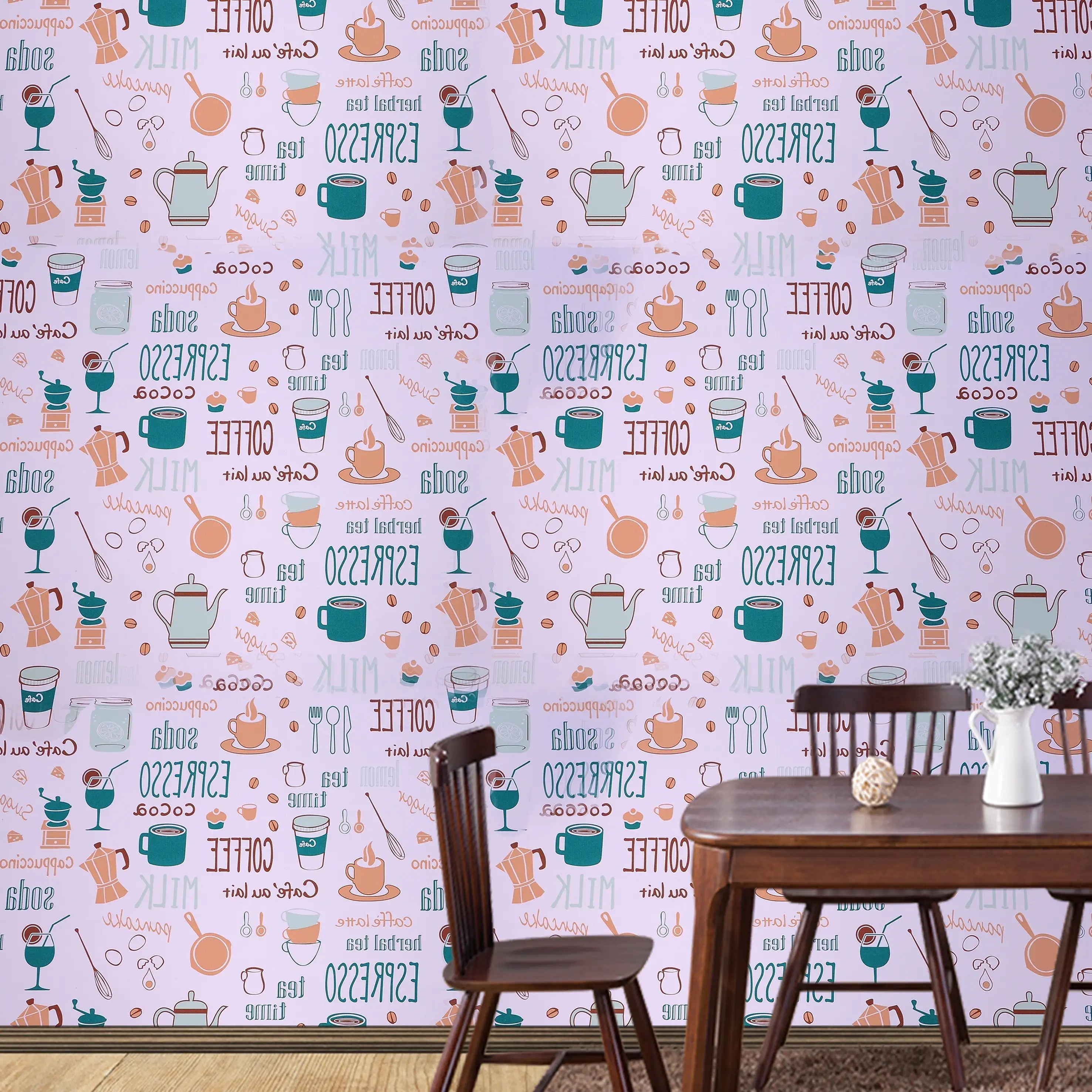 Decorative White Base Multicolor Wallpaper - secondary