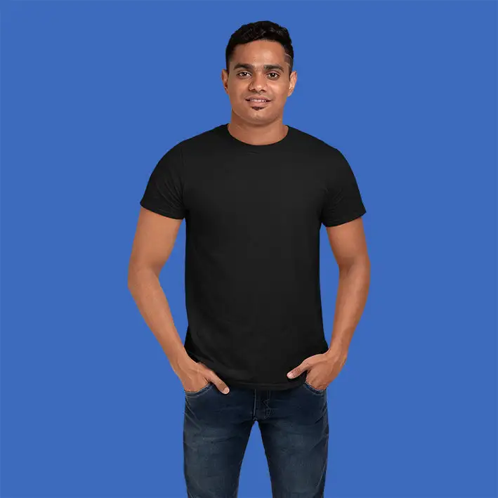 Men's Round Neck Plain T-Shirt- BLACK
