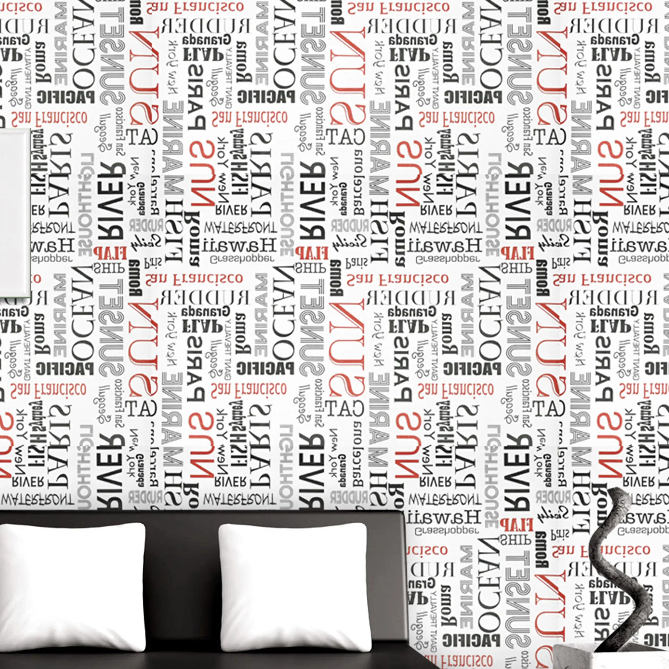 Decorative White Base Multicolor Wallpaper - secondary