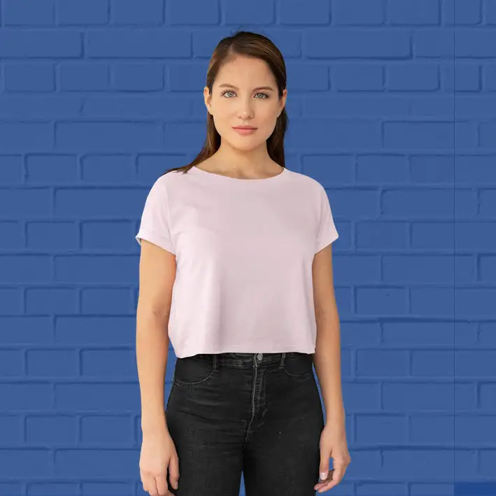 Plain  Light Baby Pink Crop Top