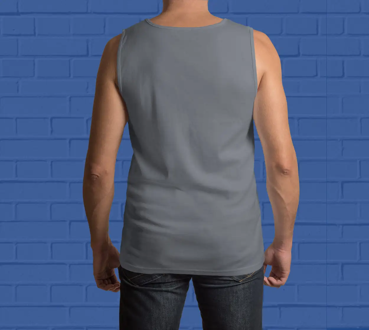 Mens Gym vest - Sleeveless T-shirt - Charcoal Melange - secondary