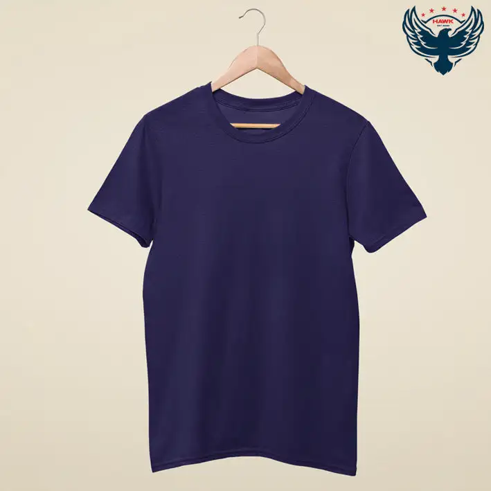 Men's Round Neck Plain T-Shirt- NAVY BLUE - secondary
