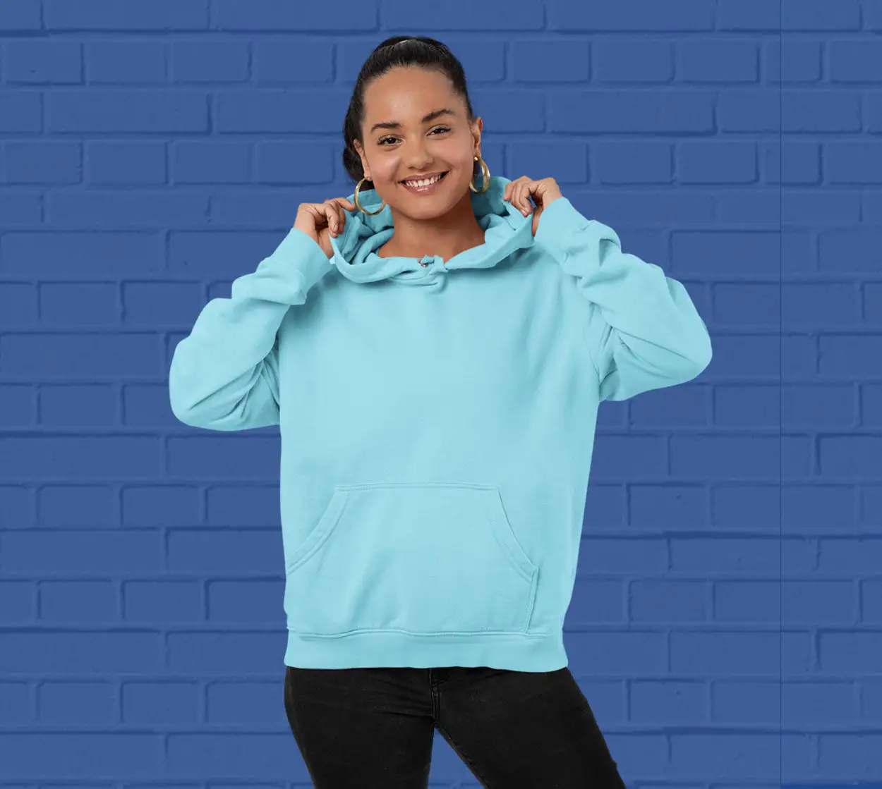 Solid Baby Blue Hoodie for Women - Premium Quality